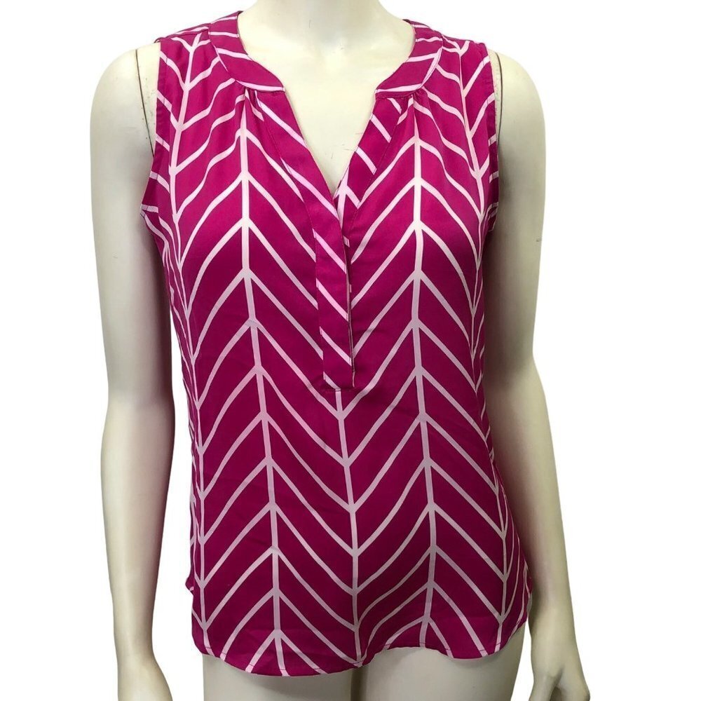 HANNA & GRACIE CHEVRON V NECK SLEEVELESS TOP SM‎ NWT